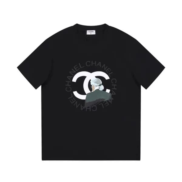 샤넬 남/녀 크루넥 블랙 반팔티 - Chanel Unisex Black Tshirts - … - 1