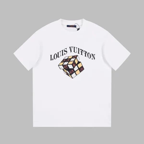 루이비통 남성 화이트 크루넥 반팔티 - Louis vuitton Mens White Sho… - 1