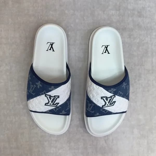 루이비통 남성 블루 슬리퍼 - Louis vuitton Mens Blue Slippers … - 1