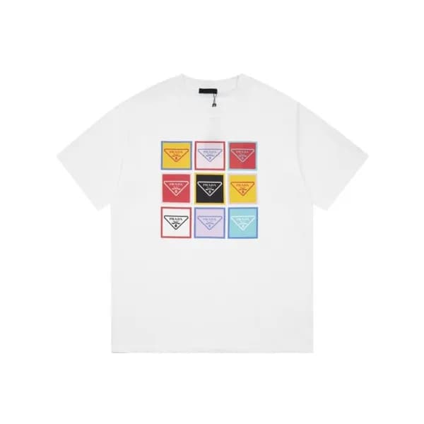 프라다 남성 크루넥 화이트 반팔티 - Prada Mens White Short sleeve… - 1