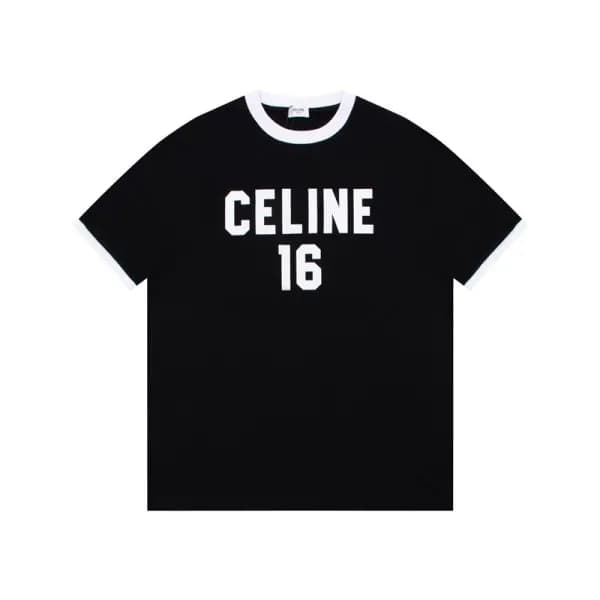 셀린느 남성 크루넥 블랙 반팔티 - Celine Mens Black Short sleeve… - 1