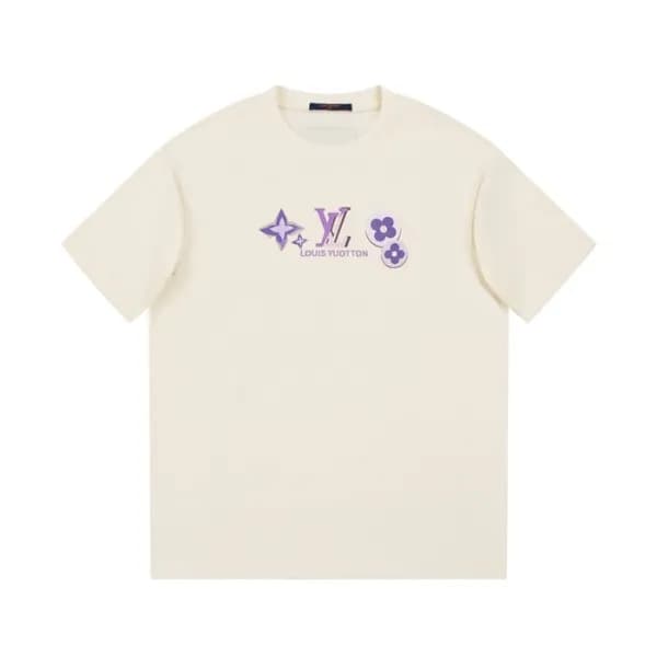 루이비통 남성 아이보리 크루넥 반팔티 - Louis vuitton Mens Ivory S… - 1
