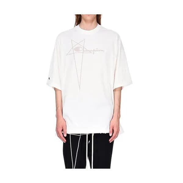 릭 오웬스 남성 모던 화이트 반팔티 - Rick Owens Mens White Short … - 1