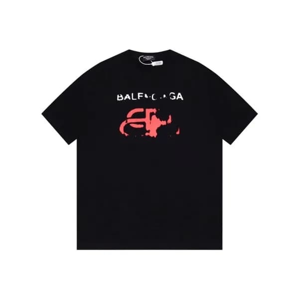 발렌시아가 남성 블랙 크루넥 반팔티 - Balenciaga Mens Black Short … - 1