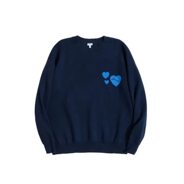 로에베 남성 네이비 크루넥 스웨터 - Loewe Mens Navy Sweaters - lo… - 1