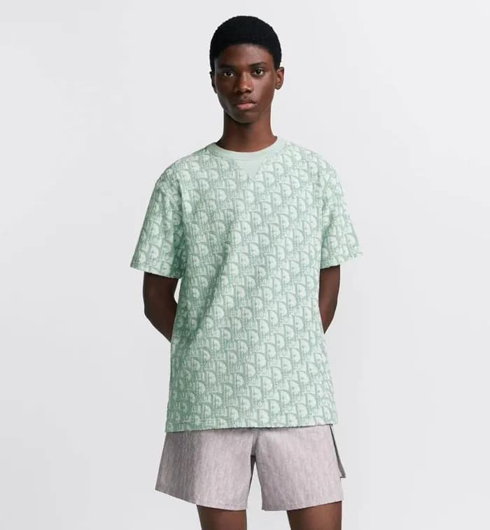 디올 남성 그린 반팔 티셔츠 - Dior Mens Green Tshirts - dic960… - 1