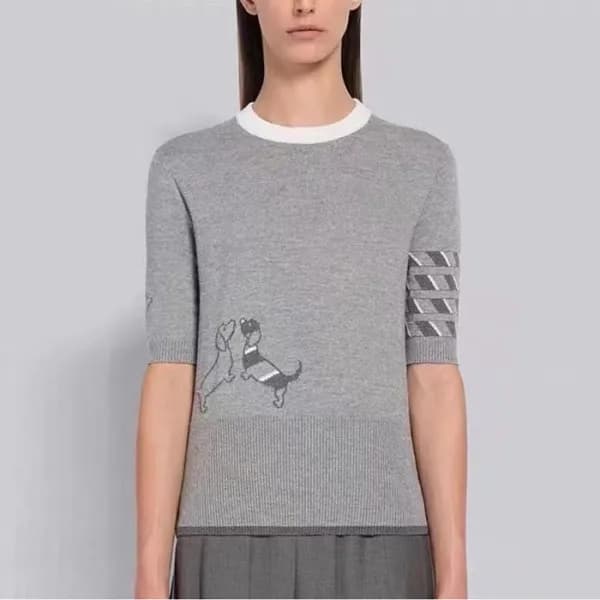 톰브라운 여성 라운드 반팔 니트 - Thom Browne Womens Kints - thc… - 1