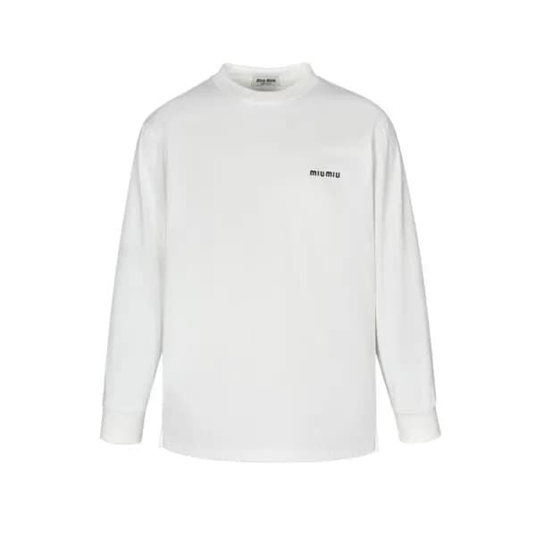 미우미우 남/녀 라운드 긴팔티 - Miumiu Unisex Round Tshirt - mi… - 1