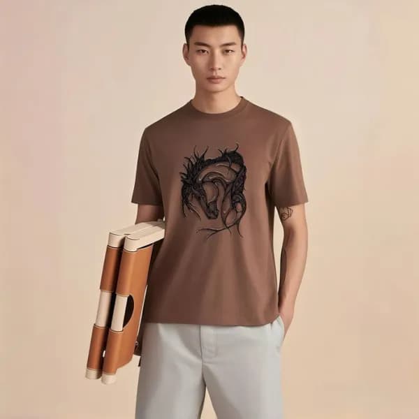 에르메스 남성 라운드 반팔티 - Hermes Mens Round Tshirt - hec54… - 1