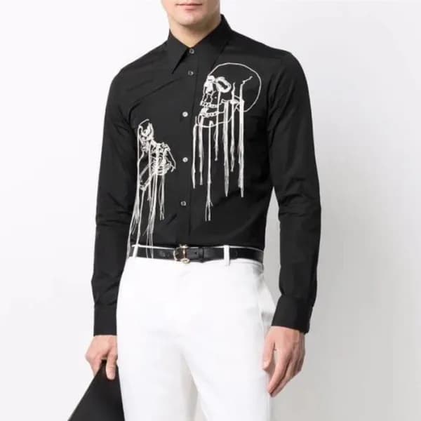 알렉산더 맥퀸 남성 블랙 셔츠 - Alexander McQueen Mens Dress Sh… - 1