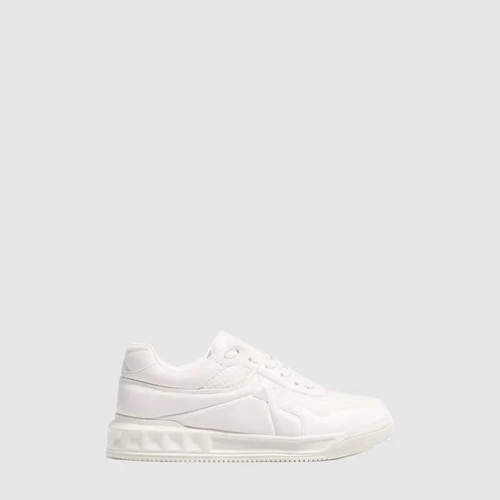 발렌티노 남/녀 원 스터드 로우탑 메시 가죽 스니커즈 - Valentino Unisex O… - 1