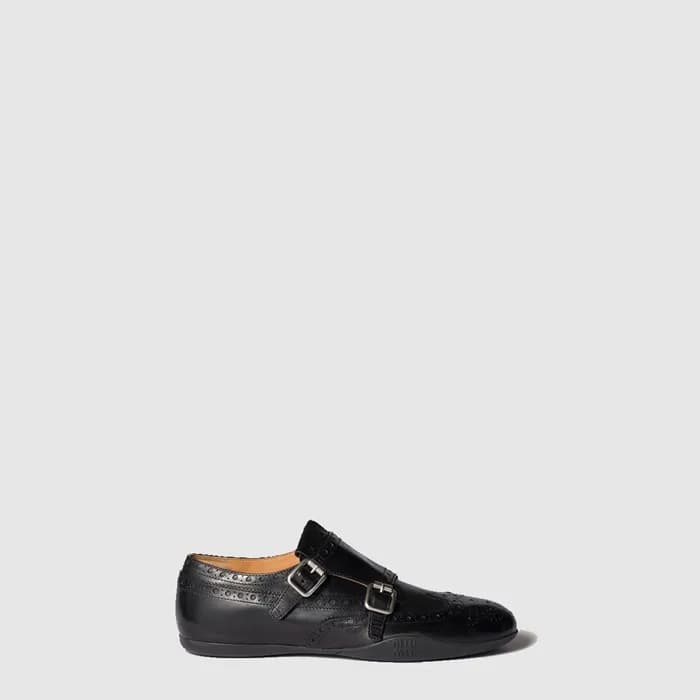 미우미우 여성 가죽 버클 브로그 슈즈 - Miu Miu Womens Leather Buck… - 1