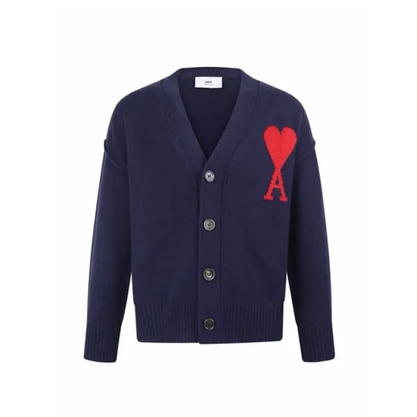 아미 남/녀 브이넥 가디건 - Ami Unisex V-neck Cardigan - amc16616x - 1