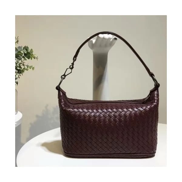 Bottega Veneta Leather Wine Tote Shoulder Bag,27cm… - 1