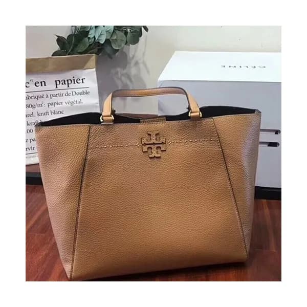 Tory Burch Leather Brown Mcgraw Carryall Tote Shou… - 1