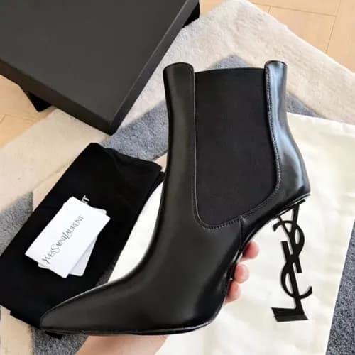 2018/19 Saint Laurent Opium Logo Hill Zipper Ankle… - 1