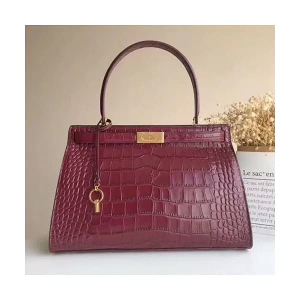 Tory Burch Lee Radziwill Satchel Leather Red Tote … - 1