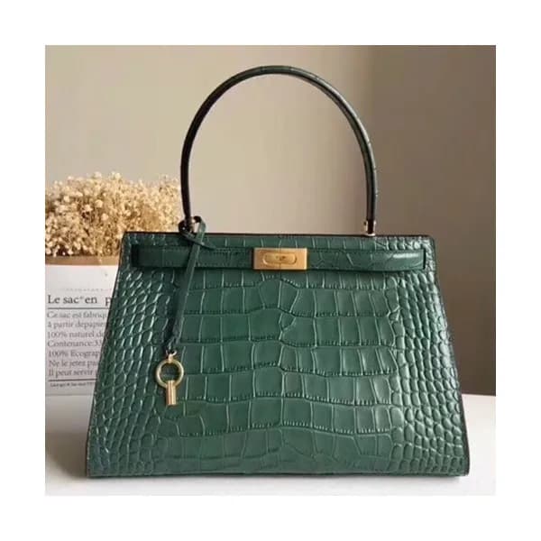 Tory Burch Lee Radziwill Satchel Leather Green Tot… - 1