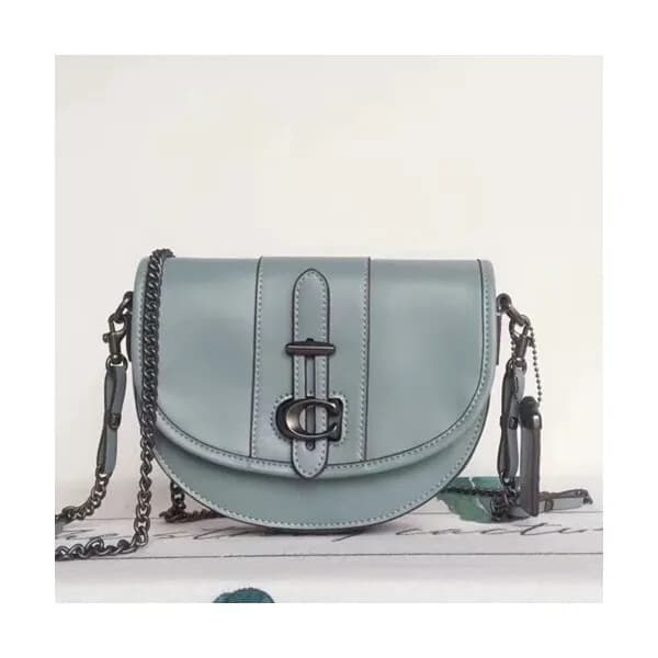 Coach Leather Saddle Shoulder Bag,20cm - 코치 레더 새들 … - 1