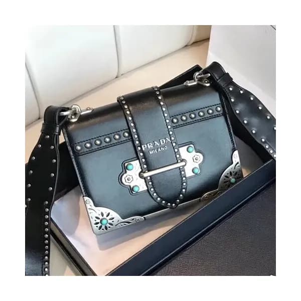 Prada Cahier Leather Shoulder Bag,20cm - 프라다 카이에 레… - 1