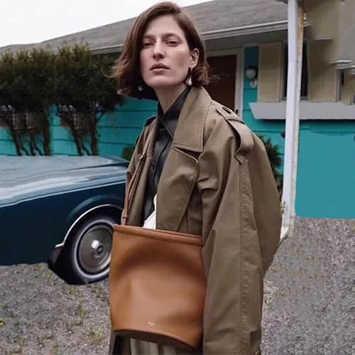 Celine Leather Cabas Sangle Bucket Shoulder Bag,32…