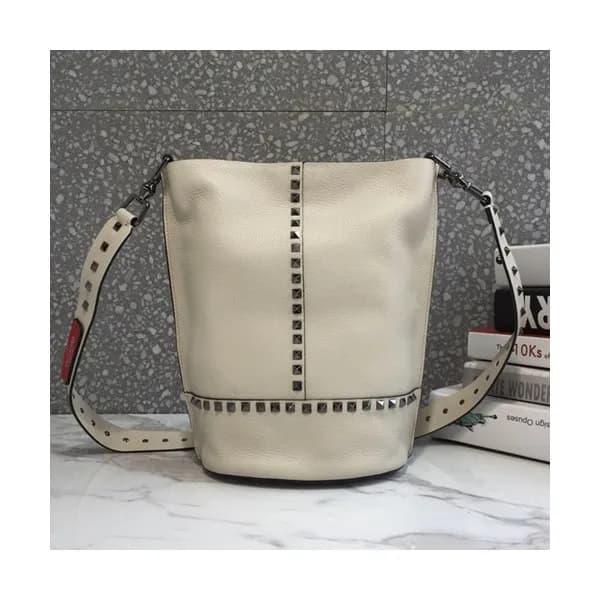 Valentino 2019 Leather Rockstud Bucket Tote Shoudl… - 1