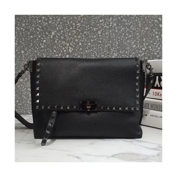 Valentino 2019 Leather Rockstud Shoudler Bag,28CM … - 1