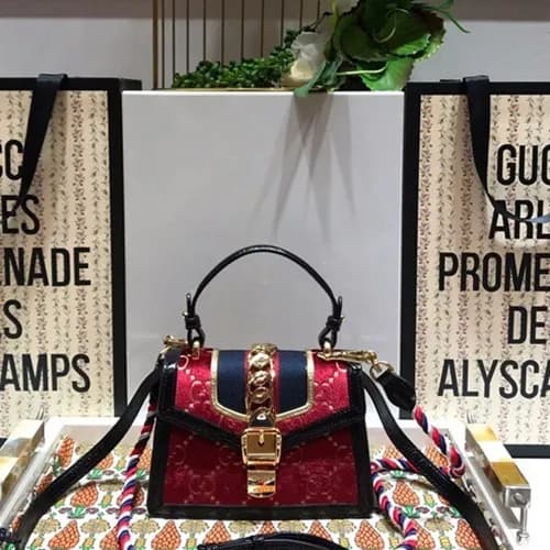 Gucci 2019 Sylvie VelVet Mini Tote Shoulder Bag,20… - 1
