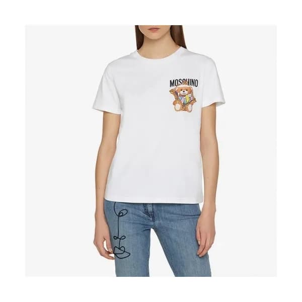 Moschino 2020 Womens Logo Cotton Short Sleeved Tsh… - 1
