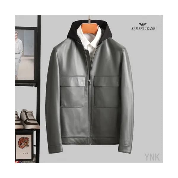 [알마니]Armani 2020 Mens Logo Casual Leather Jackets … - 1