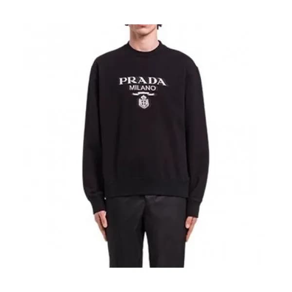 Prada Mens Crew-neck Cotton Tshirts Black - 프라다 2… - 1