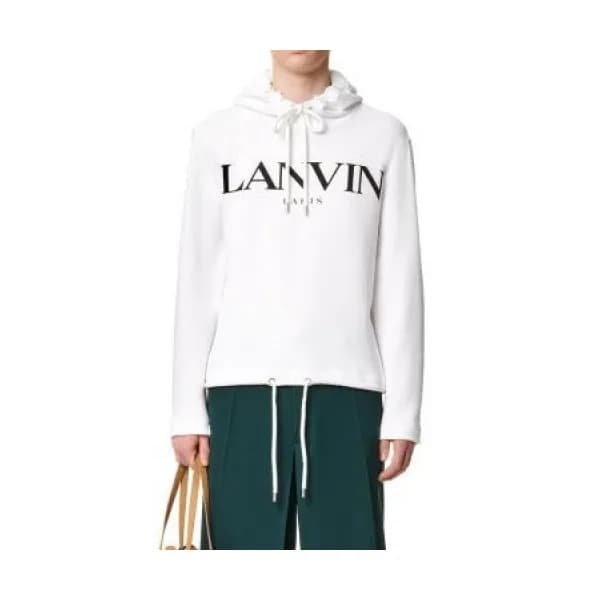 LANVIN Unisex Tshirts White - 랑방 2021 남/녀 로고 후드티 -… - 1