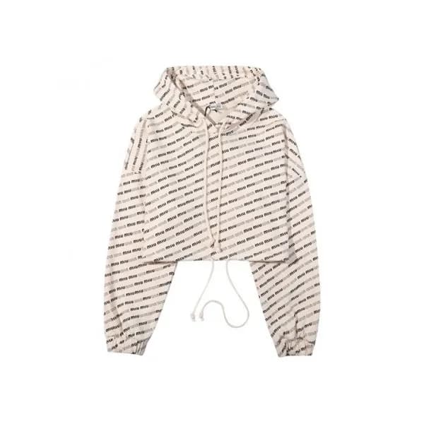 Miumiu Ladies Casual Hoodie Ivory - 미우미우 여성 캐쥬얼 후드… - 1