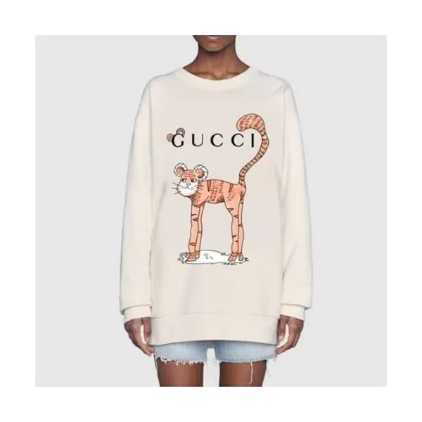 Gucci Womens Logo Crew-neck Cotton Tshirts Ivory … - 1