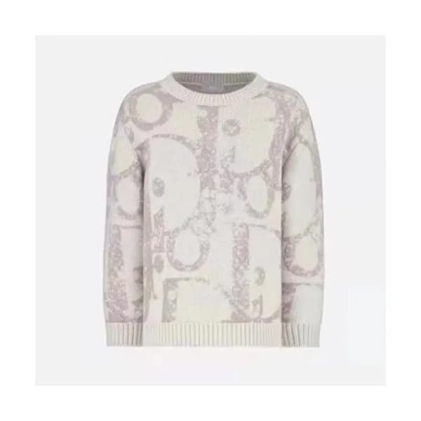 Dior Mm/Wm Retro Logo Crew-neck Sweaters Ivory - … - 1