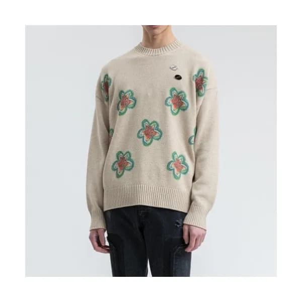 WELLDONE Mm/Wm Retro Logo Crew-neck Sweaters Ivor… - 1
