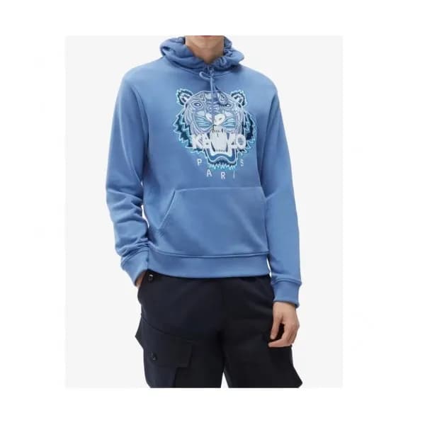 Kenzo Mm/Wm Signature Tiger Cotton Hoodie Blue - 겐… - 1
