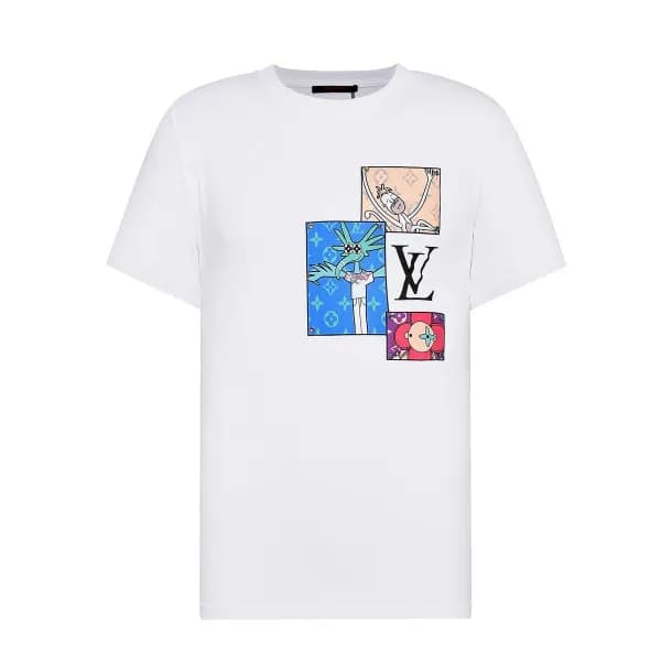 루이비통 남자 크루넥 화이트 반팔티 - Unisex White Tshirts - lou03… - 1