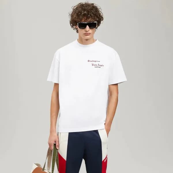 팜 엔젤스 남자 크루넥 화이트 반팔티 - Mens White Tshirts - pam037… - 1