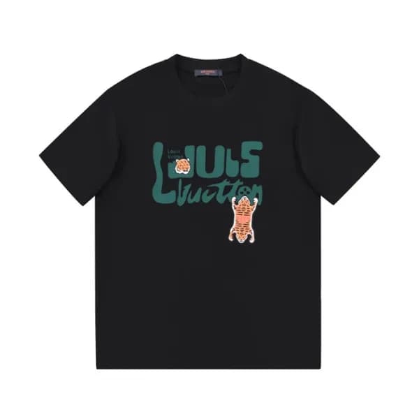 루이비통 남성 블랙 크루넥 반팔티 - Mens Black Tshirts - lou05006… - 1