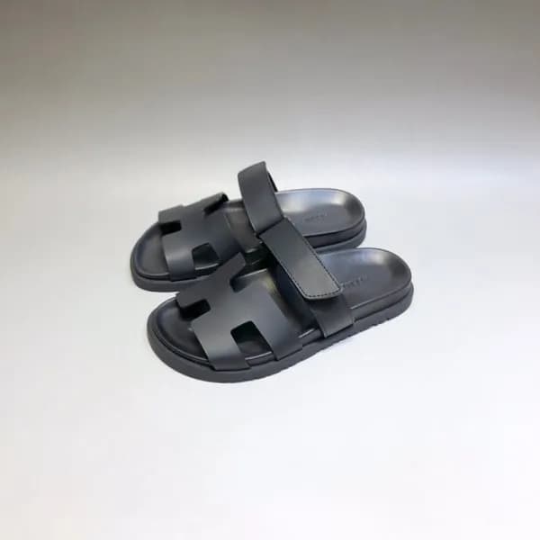 에르메스 남/녀 트렌디 블랙 슬리퍼 - Unisex Black Slippers - her0… - 1