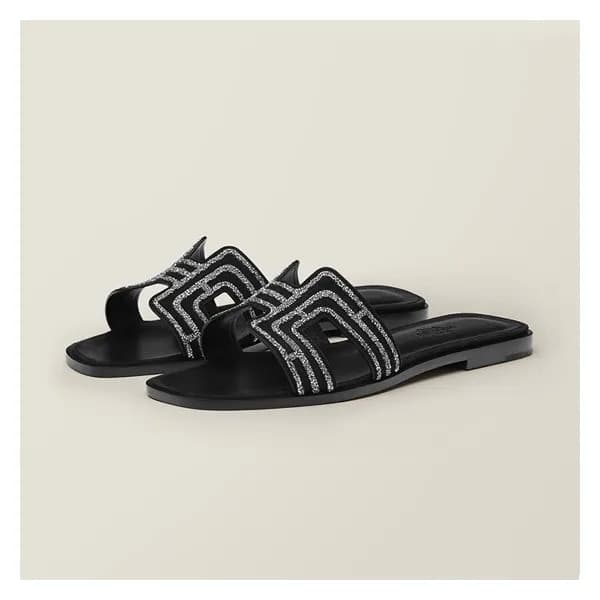 에르메스 여성 블랙 오란 - Hermes Womens Black Slipper - he11… - 1