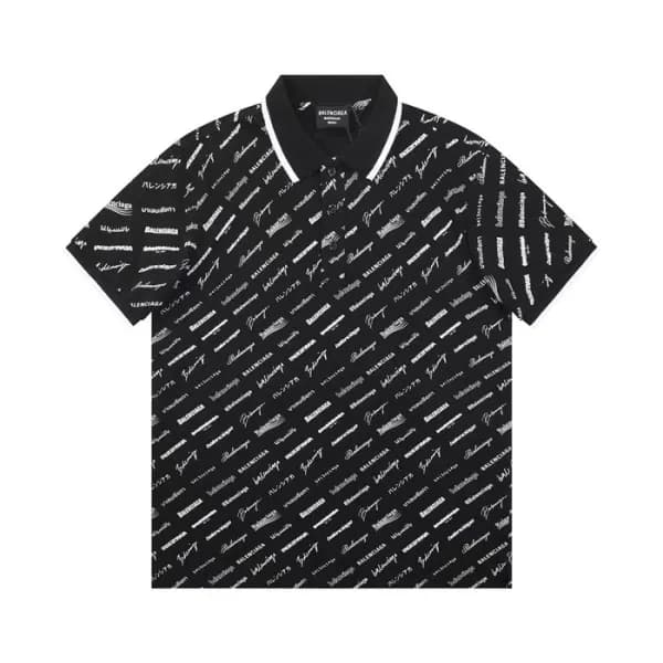 발렌시아가 남성 블랙 폴로 반팔티 - Balenciaga Mens Black Short s… - 1