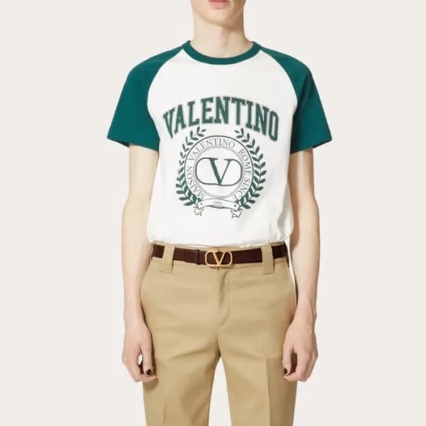 발렌티노 남성 그린 크루넥 반팔티 - Valentino Mens Green Tshirts … - 1
