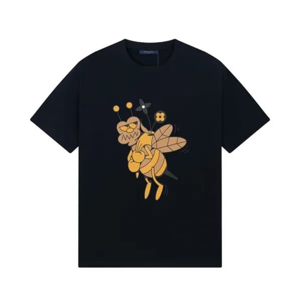루이비통 남성 블랙 크루넥 반팔티 - Louis vuitton Mens Black Shor… - 1