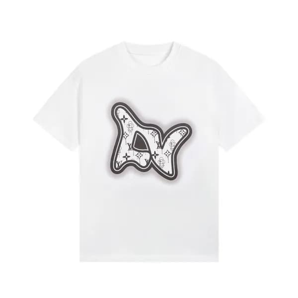 루이비통 남성 화이트 크루넥 반팔티 - Louis vuitton Mens White Sho… - 1