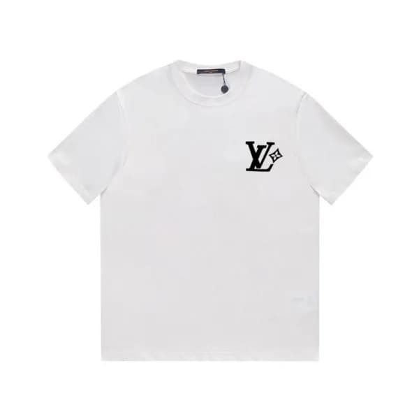 루이비통 남성 크루넥 화이트 반팔티 - Louis vuitton Mens White Sho… - 1