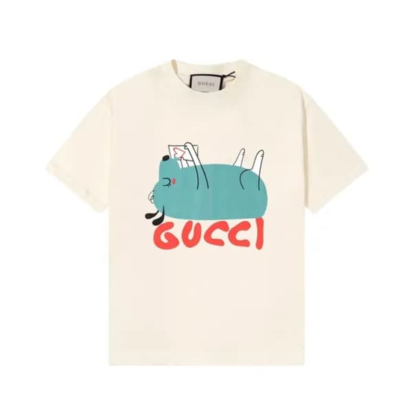 구찌 남/녀 아이보리 크루넥 반팔티 - Gucci Unisex Ivory Short sle… - 1