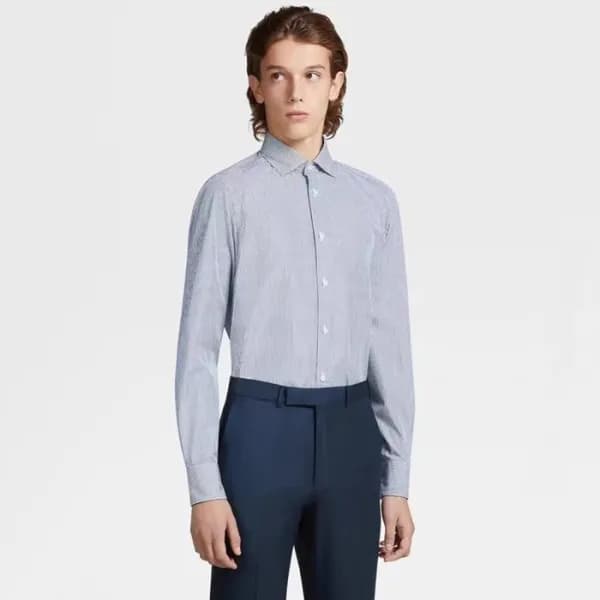 에르메네질도 제냐 남성 블루 셔츠 - Ermenegildo Zegna Mens Blue S… - 1