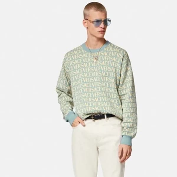 베르사체 남성 블루 이니셜 니트 - Versace Mens Blue Knits - ve12… - 1